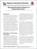 Cover for publication: Managing Phosphorus Balance on Virginia Dairy Farms