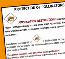 a picture of a bee advisory label with restrictions listed.