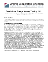 Cover for publication: Small Grain Forage Variety Testing, 2021
