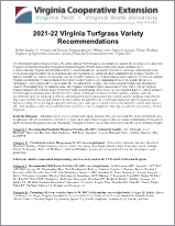 Cover for publication: 2021-22 Virginia Turfgrass Variety Recommendations
