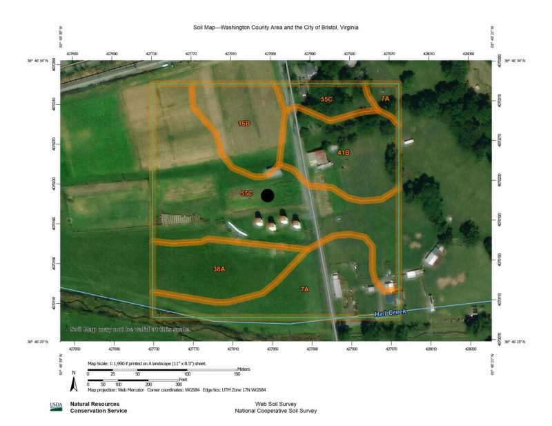 Appendix 4. Soil map for variety trial plots at Glade Spring, Virginia location.