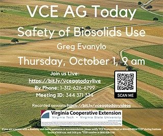 Cover for publication: VCE Ag Today: Safety of Biosolids Use