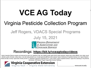 Cover for publication: VCE Ag Today: Virginia Pesticide Collection Programs