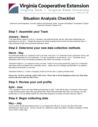 Cover for publication: VCE Situational Analysis Checklist