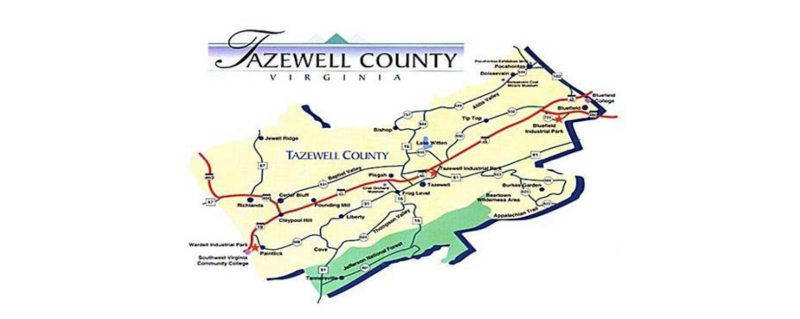 Map of Tazwell County, Virginia.