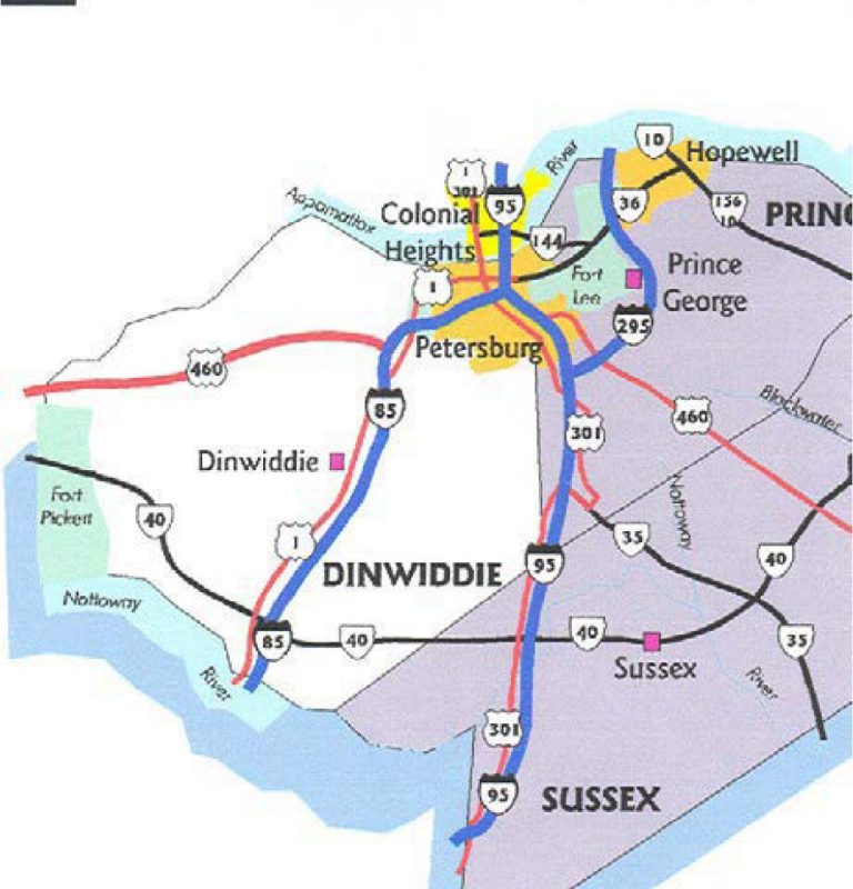 Map of Dinwiddie