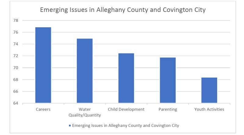 Percentage of respondents selecting a high effort is needed in addressing these top five issues in Alleghany County and Covington City.